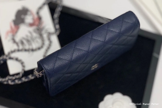 Hyper Peter WALLET HARDWARE WITH SILVER CHANEL CHAIN CAVIAR 0712